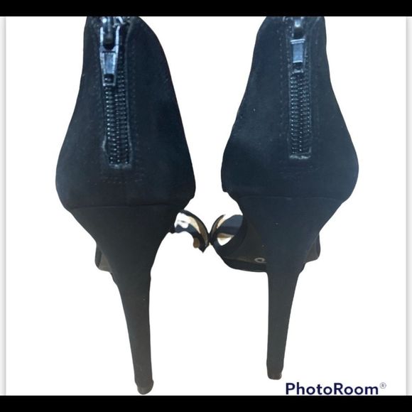 BCBGeneration Kadia Black Suede Open Toe Pump Heels Womens Size 9 - Picture 5 of 6